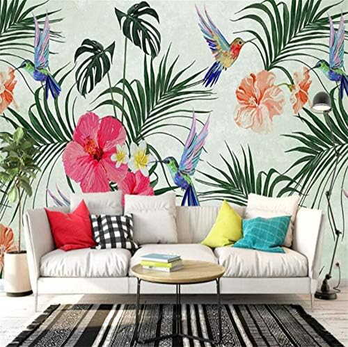 Ponana Custom Wallpapers Nordic Hand Painted Watercolor Tropical Leaves Birds Tv Sofa Background Walls Mural 3D Wallpaper-120X100Cm