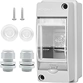 XINYIELE Waterproof Distribution Protection Box, ABS Plastic Breaker Electrical Box and Transparent Cover IP65, for Indoor Outdoor Wall Circuit Breaker (HT-2WAY)