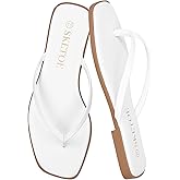 SKETOE Flip Flops for Women Square Toe Flat Sandals for Women Comfortable Thong Sandals Vegan Leather Flip Flops Lightweight Summer Beach Sandals Dressy Vacation Essentials Slides