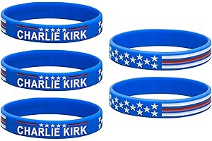 FLVKEV Charlie Kirk Merch Patriot Pray Bracelet Justice Shooting Assassination Freedom USA Rubber Bracelets Silicone Right Wing Revolution Bracelets for Men Women
