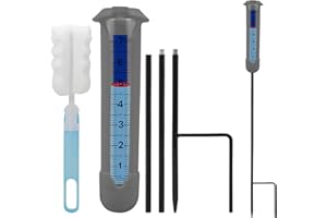 BEOFINEST Upgraded Rain Gauge Outdoor, Freeze Proof Rain Gauge with Silicone Cover & Levelling, Large Clear Numbers and Adjustable Height Decorative Rain Measure Gauge with Float Marker for Garden, Lawn, Yard