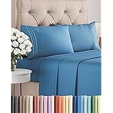 Queen Size 4 Piece Sheet Set - Comfy Breathable & Cooling Bed Sheets Set - Hotel Luxury Bedding for Women, Men, Kids, Teens, Boys & Girls - Deep Pockets, Soft and Wrinkle Free - Oeko-Tex - Denim Blue