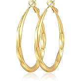 Geveay Silver Hoop Earrings for Women Hypoallergenic Sterling Silver Post Hoop Earrings Lightweight Large Mobius Hollow Tube Silver Hoops Earrings 40MM 50MM 60MM