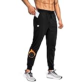 FOGFIRE Mens Fleece Lined Joggers with Zipper Pockets, Water Resistant Winter Sweatpants for Hiking, Running, Gym
