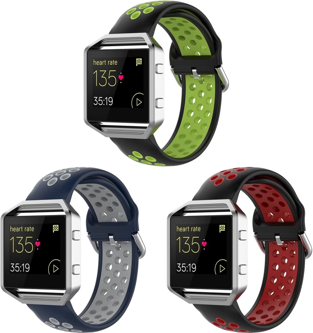 Gransho Compatible with Fitbit Blaze Strap/Fitbit Versa Watch Strap, Soft Silicone Replacement Watchband (3 Pack D)