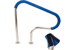 JRAIYBZ Pool Handrail Cover,4 Feet Swimming Pool Hand Railing Covers,Slip Resistant Hand Grip Rail Cover,Blue Ladder Hand Rail Grips,Safety Rail Grip Sleeve,Rail Grip Covers for Swimming Pool Hand Railing