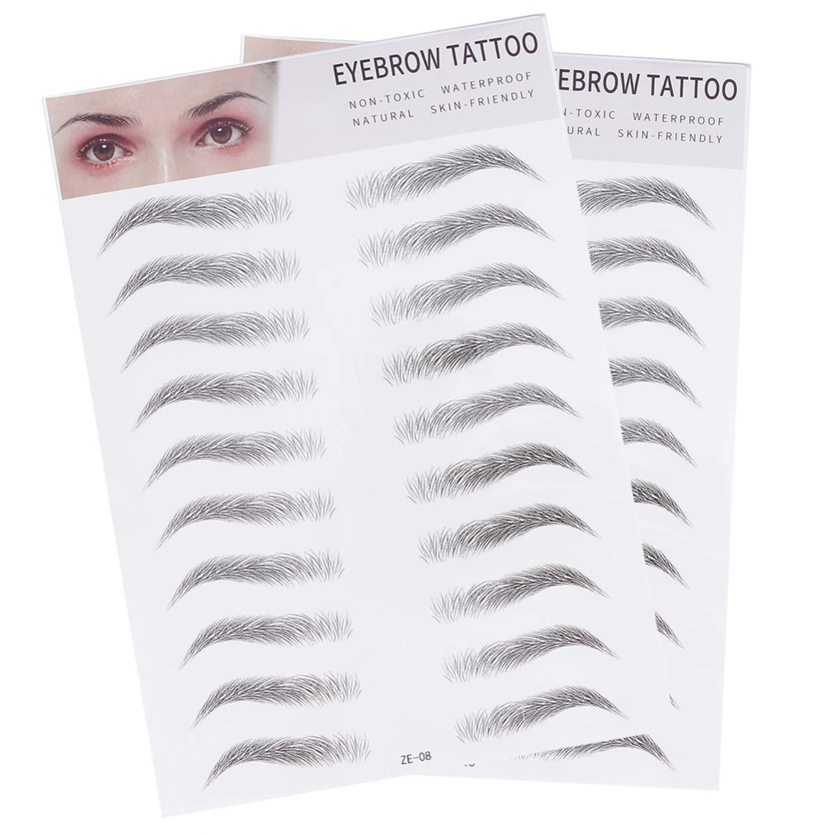 FRCOLOR 2Pcs 3D Eyebrow Transfers Sticker Tattoos Long Lasting Hair-Like Authentic Eyebrows Shaper Brow Makeup Grooming Shaping Sticker for Woman Man (Black)