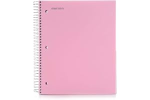 Mintra Office Durable Spiral Notebooks, 5 Subject (Spring Pink, Wide Ruled 1pk)