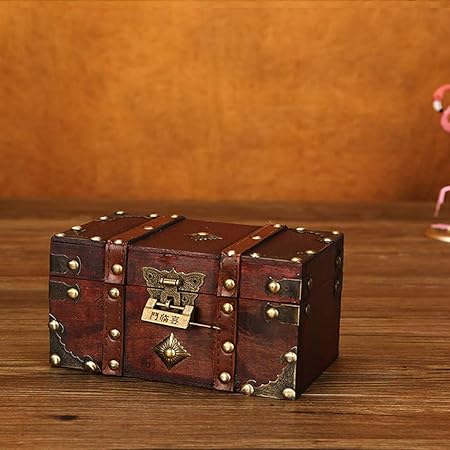 Amazon Co Jp 宝箱 鍵付き アンティーク 宝箱 小物入れ 木製 宝箱 海賊 財宝 レトロ ワンピース 貯金箱 おしゃれ インテリア ジュエリーボックス プレゼント S ドラッグストア