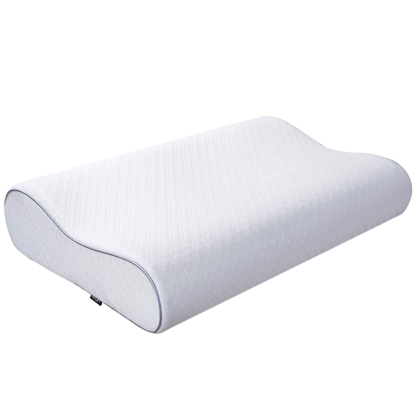 HIFORT Memory Foam Pillow, Cervical Support Neck Pain Relief with Removable Hypoallergenic Case, Adjustable Contour Bamboo Pillow for Side Back Stomach Sleeper, Standard Size