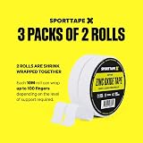 SPORTTAPE Zinc Oxide Finger Tape 6 Rolls White 1.25cm x 10m Pack of 3 view 2
