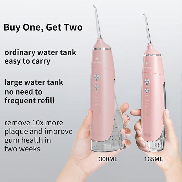 WATER FLOSSER EQUIPPED WITH TWO WATER TANKS FOR HOME AND TRAVEL,3 MODES DENTAL ORAL IRRIGATOR,PORTABLE,IPX7 WATERPROOF,POWERFUL BATTERY LIFE, WATER DENTAL FLOSSERS FOR TEETH (PINK)