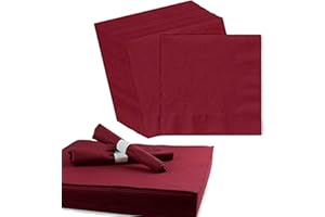 WUERKIYA 100 x Serviettes Paper Napkins Burgundy Maroon Disposable Recyclable Tissue 2-Ply 33cm for Catering Wedding Birthday