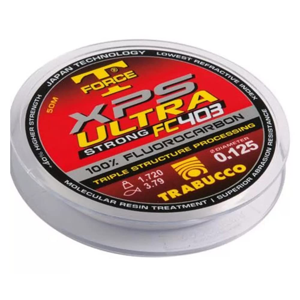 Trabucco XPS Ultra Strong FC 403 T-Force Fluorocarbon Fishing Line, Black, 50 m - 0.185 mm