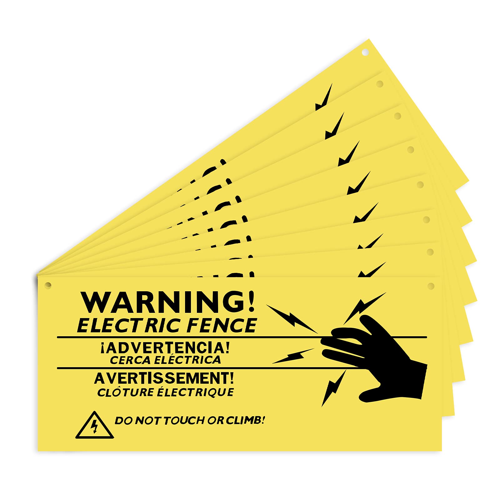AIEX 8 Pieces Electric Fence Warning Signs 10 x 4 Inch Plastic Caution Danger Signs No Touching Or Climbing Sign For Danger Electric Fence Sign Farm Home