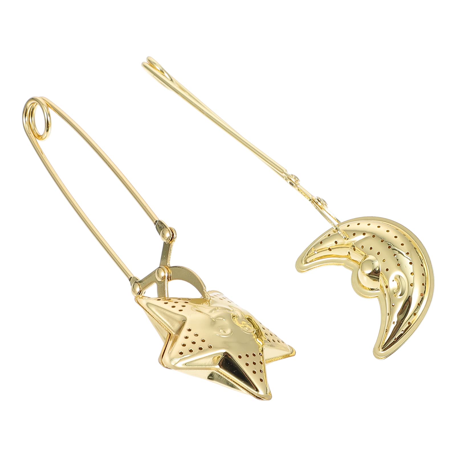 Gold Moon and Star Tea Infuser Stainless Steel Long Grip Spoon Moon Star Shaped Tea Filter with Handle Tea Strainer for Loose Leaf Tea
