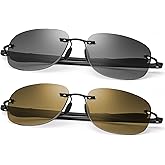 2 Pairs Rimless Bifocal Reading Glasses UV Protection Sunglasses Anti Blue Light Blocking Sun Readers for Men Women