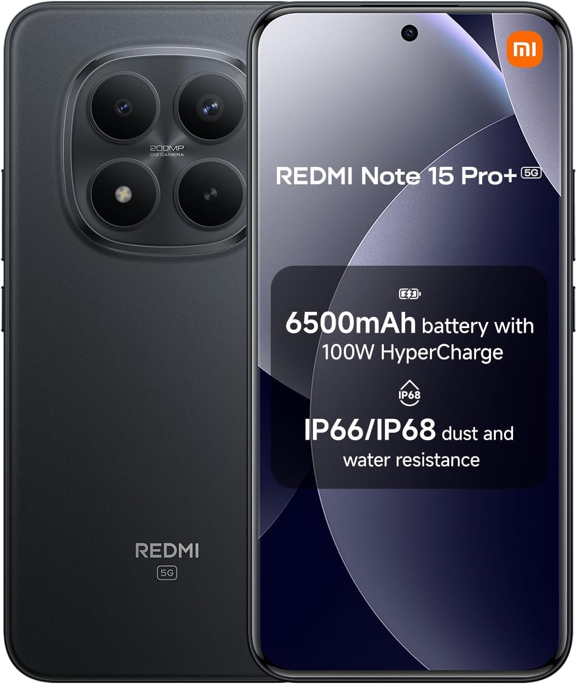 XIAOMI Redmi Note 15 Pro+ Plus 5G Ai (Compatible con Tmobile Mint Tello & Global) (512GB + 12GB) NFC 6.83 120Hz 200MP Ultra Camera Modelo 2510ERA8BG Desbloqueado Dual Sim Liberado (Negro)