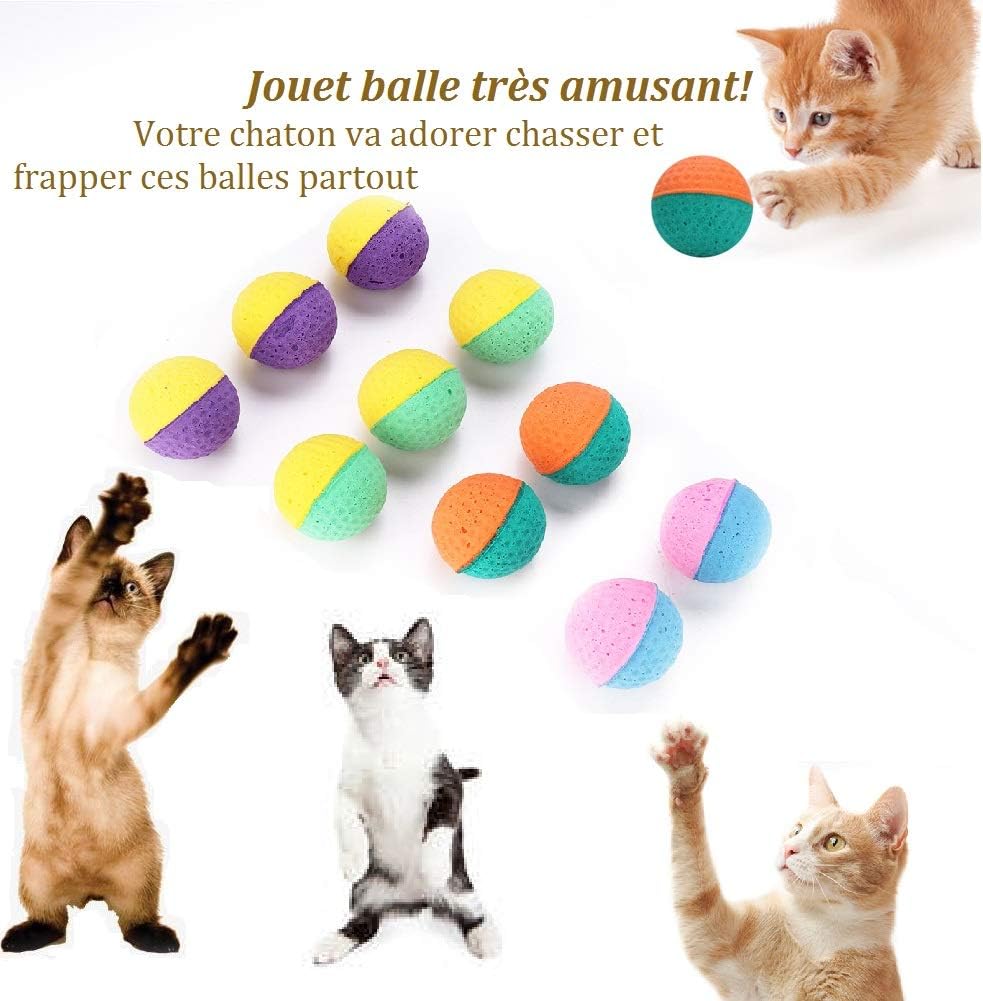 HEEPDD Cat Latex Balls, 10pcs Colorful Foam Play Toy for Cats Dogs, Puppies, Kittens, Interactive Pet Toy - Image 3