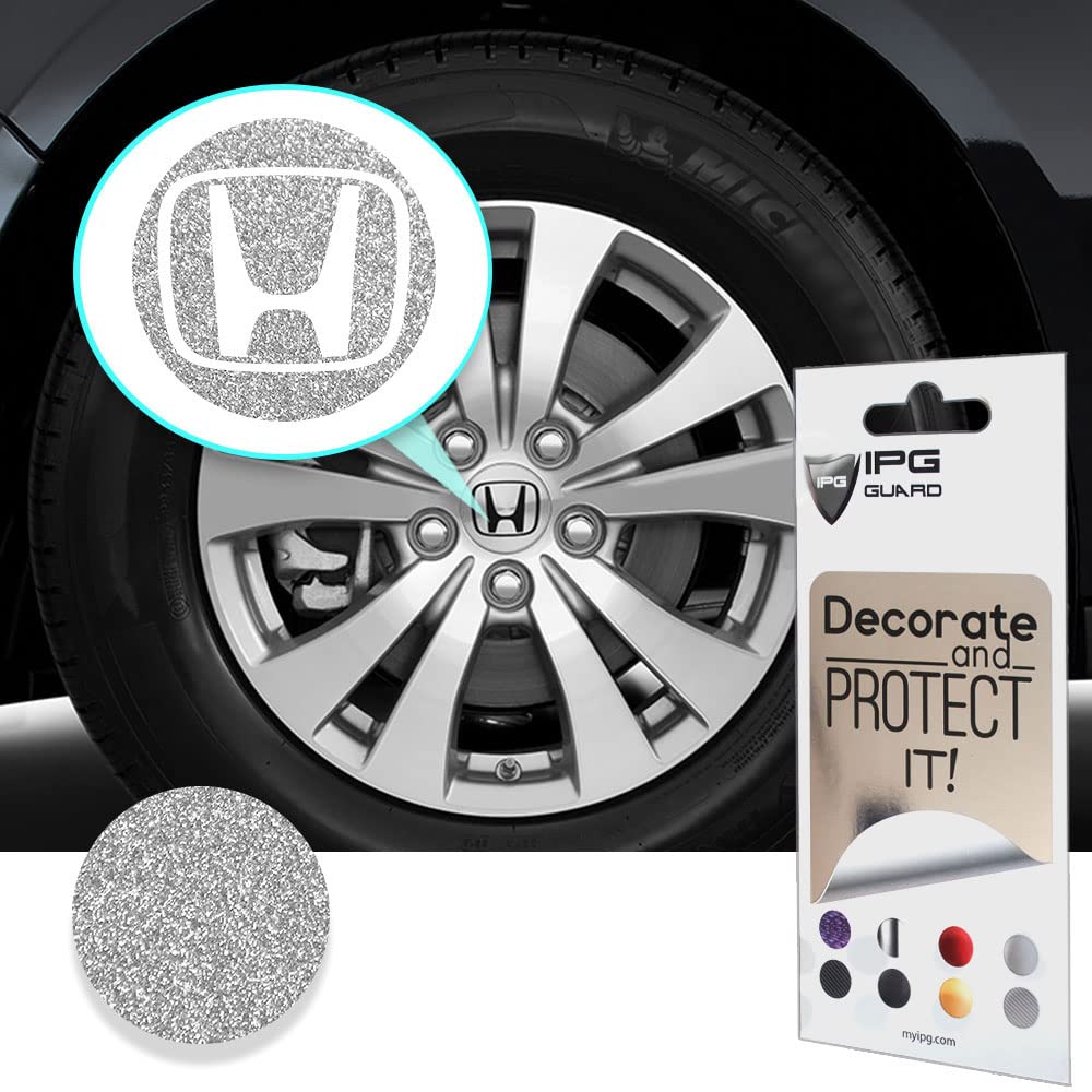 Photo 1 of IPG Compatible with CIVIC ACCORD CRV Vtec Si Logo Center Cap Overlay Wheel Tire Decals Inner or Outer Stickers (Center Cap:2.25") (4 Units) Personalize Your Vehicle (Outer Logo, White Glitter)