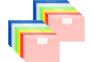 EEHZTSI 36-Pack Plastic Envelopes with Label Pocket, Plastic Folders for Document Fit US Letter/A4 Size, Poly File Envelopes for School and Office Organization, 6 Colors