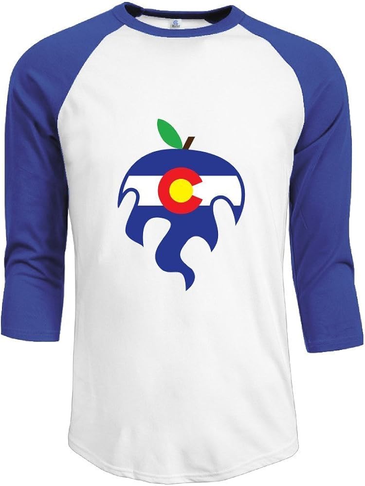 JUN Men's 3/4 Sleeve Cotton Baseball Colorado Apple Short Shirts Sport Red