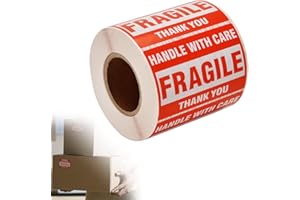 FUNGLAM [1 Roll, 500 Labels] 2" x 3" Fragile Stickers Handle with Care Warning Packing/Shipping Labels - Permanent Adhesive