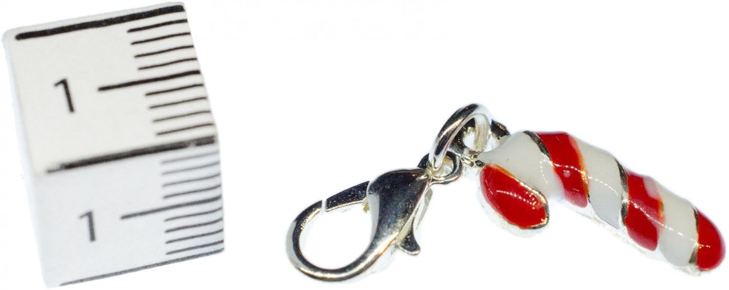 Miniblings Candy Cane Charm Pendant Christmas Cawaiii White Red Enameled Enamel, 19mm - Image 3