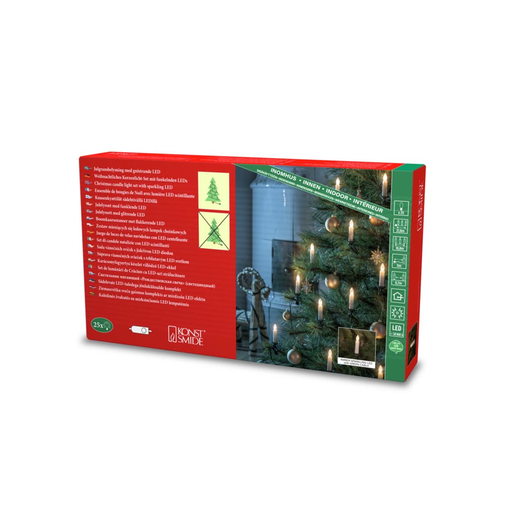 Konstsmide Christmas Decorations/Indoor Fairy Lights Candles with Flickering Effect/25 LED Candles/16.8m of String Lights