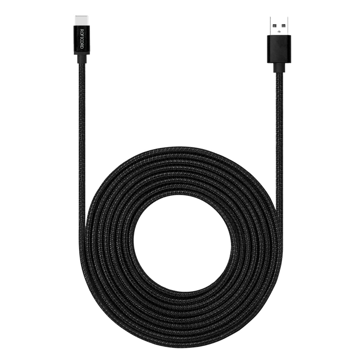 ROFICORD USB Type C Cable 15ft with 3A Fast Charging, 4,6M Ultra Long and Extremely Durable Nylon Braided USB C Charger Cord for Galaxy S10/S9/S8/Google Pixel/LG/OnePlus/Moto and More (Black)