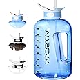 Motivational 1 Gallon Water Bottle with Time Marker, Large Jug for Sports, BPA Free (Blue)
