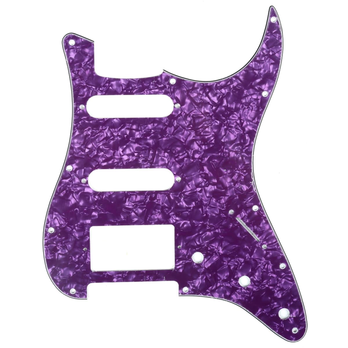 Musiclily HSS 11 Hole Guitar Strat Pickguard for Fender USA/Mexican Made Standard Stratocaster Modern Style, 4Ply Purple Pearl — image 1