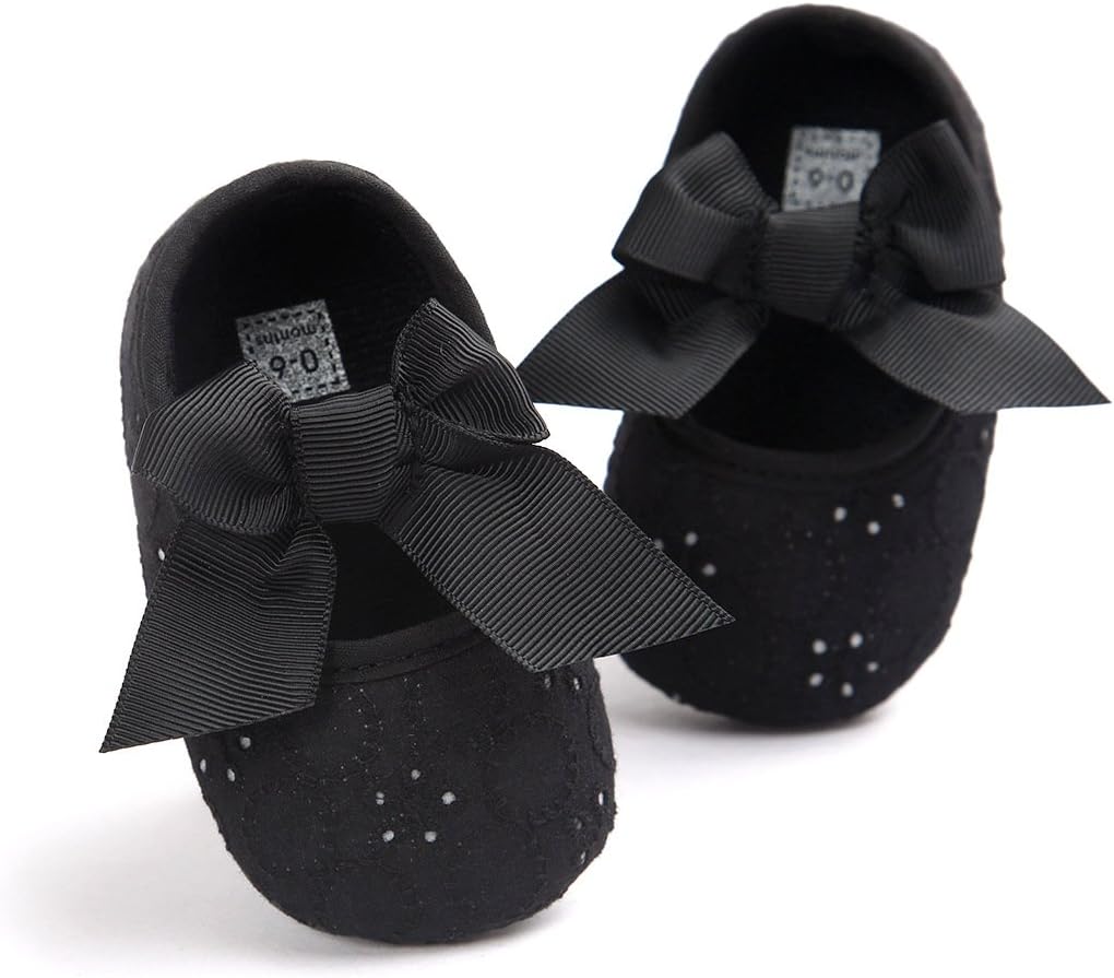HsdsBebe Baby Girls Bowknot Cotton Mary Jane Shoes Soft Sole Toddler Fisrt Walkers Infant Princess Crib Flats First Birthday Party Gift