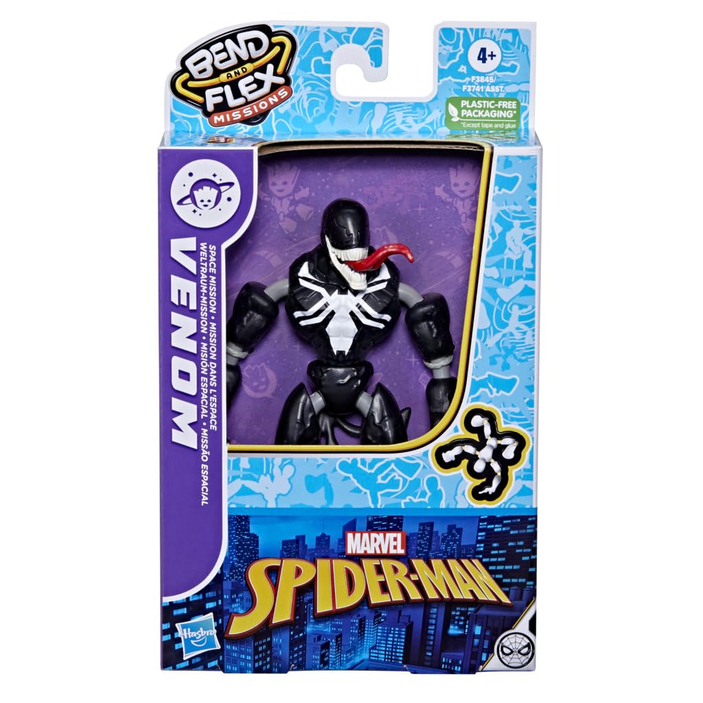 Spider-Man Hasbro Marvel Bend and Flex Missions Venom Space Mission Figure, 15-cm-scale Bendable Toy for Children Aged 4 and Up, Multicolor, F3845