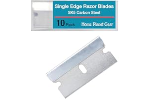 HOME PLANET GEAR Single Edge Razor Blade 10 Pack - Straight Edge Razor - Ten Sharp Flat Blades in Convenient Storage Box - Oven Scraper Razors Refills - Heavy Duty Single Sided