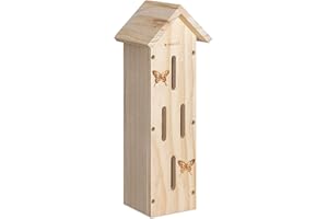 Navaris Wooden Butterfly Habitat - Hanging Real Pinewood Flying Insect Bug Butter Fly House Shelter Hotel for The Garden - Insect Hibernation