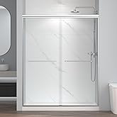 ENSO SENKA 56-60" W x 72" H Semi-Frameless Bypass Sliding Shower Door, Easy-to-Clean Treated Clear Tempered SGCC Glass, Brush