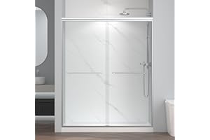 ENSO SENKA 56-60" W x 72" H Semi-Frameless Bypass Sliding Shower Door, Easy-to-Clean Treated Clear Tempered SGCC Glass, Brushed Nickel