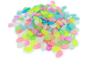 KOLTOSE BY MASH Glow in the Dark Pebble Stones - 200 Glow Rocks for Outdoor Yard Landscaping and Garden Use, and Indoor Fish Tank Aquarium, Glow-in-the-Dark Party Décor and Crafts, Bright Mixed Colored Glowing Stones