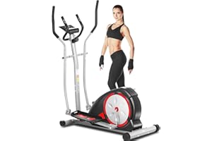 ANCHEER Elliptical Machines for Home Use, Eliptical Excerise Machine for Home with Pulse Rate Grips and LCD Monitor, 8 Resistance Levels Smooth Quiet Driven for Home Gym Office