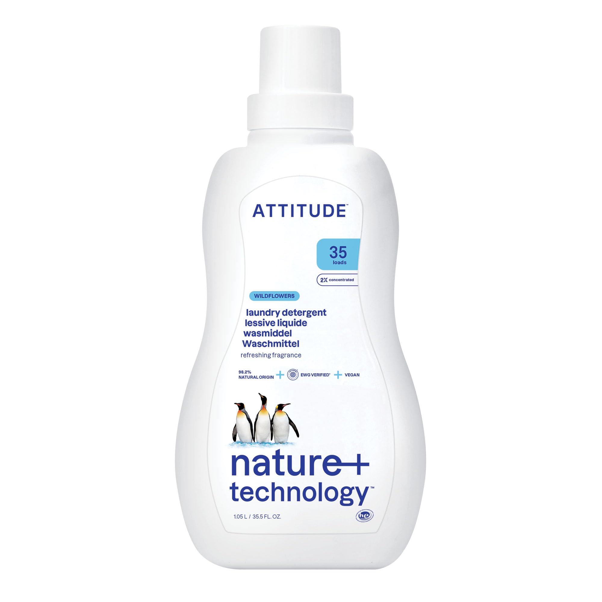 Photo 1 of ATTITUDE Liquid Laundry Detergent, EWG Verified, HE Compatible, Plant-Based & Vegan, Natural Laundry Soap, Wildflowers Scent, 35 Loads, 35.5 Fl Oz