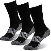 FOOTPLUS Hiking Copper Compression Socks,Unisex Cushioned Sole Arch Support Athletic Crew Running Socks