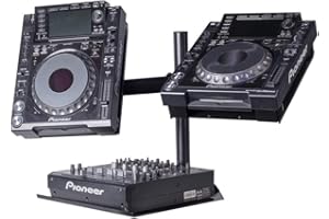HEADLINER LOS ANGELES Headliner Avalon Dual CDJ Stand fits most CDJ players; Adjustable Arms Elevates CDJs above other DJ Equipment, Turntables, DJ Mixers (HL22000)