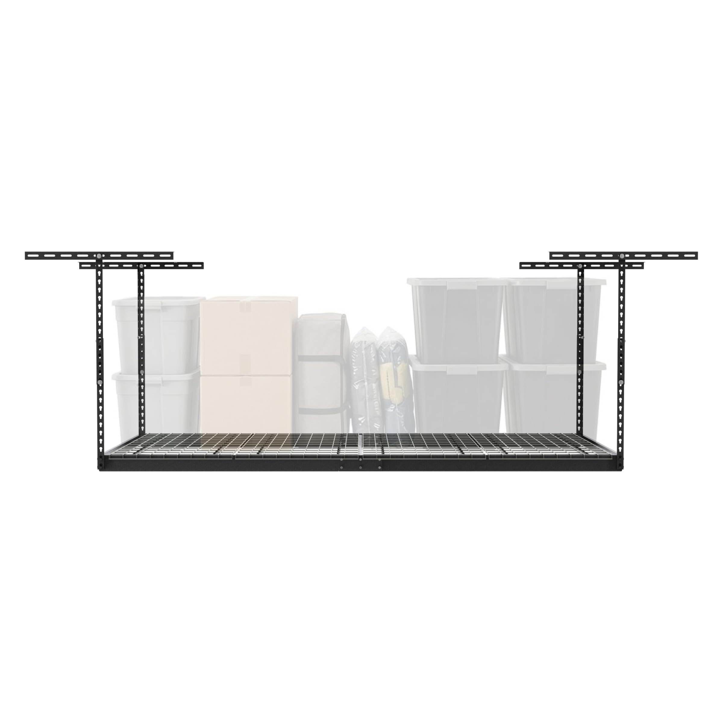 MonsterRax Overhead Garage Storage Rack - 4 x 8 Ceiling Racks for Garage Shelving, Organization, Adjustable Hanging Storage, Grey, 12"- 21" Height Adjustment Image
