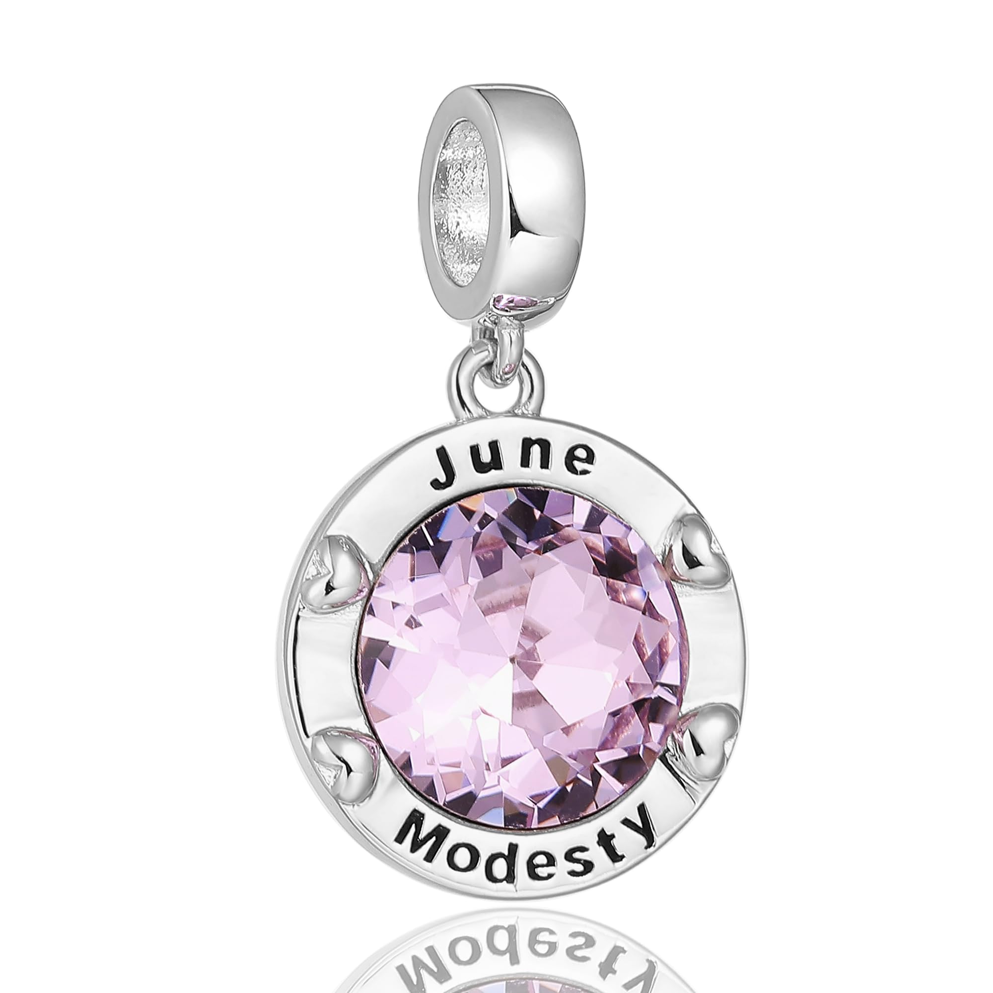 June Birthstone Charms for Women Bracelets Round Purple Charm fit Pandora Bracelets Jewellery Gifts for Women Girls