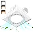 Hon&Guan Bathroom Exhaust Fan with Light, Quiet Square Bathroom Vent Fan with Adjustable LED Light 3000K/4500K/6500K, 110 CFM, 1.0 Sones, Exhaust Fan with Light for Home Bath Hotel