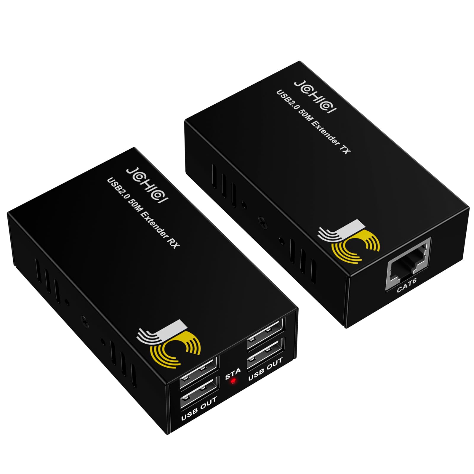 Photo 1 of USB Extender Over Cat6/7 Up to165ft/50M, JCHICI 4 USB 2.0 Ports, Plug and Play, No Driver, POC, Keyboard and Mouse Over Ethernet
