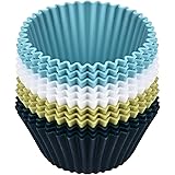 Elyum 12 Pack Silicone Cupcake Liners, Silicone Baking Cups Muffin Cups Reusable Cupcake Wrappers for Cake Balls, Muffins, Cu