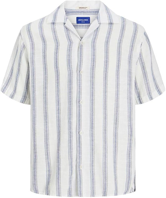 Herren Jornoto Stripe Resort Shirt Ss Kurzarmhemd, Cloud Dancer, S