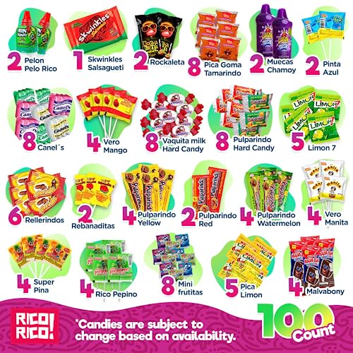 RICO RICO Mexican Candy 100 pcs Dulces Mexicanos Surtidos, Mexican